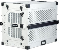 ROCK CREEK CRATES Collapsible Dog Crate: Meticulously Engineered, Durable Aluminum Construction, Non Slip Feet | 10 Year Warranty | Ideal for Indoor & Vehicle Use (White Snowfall, 30 Inch)