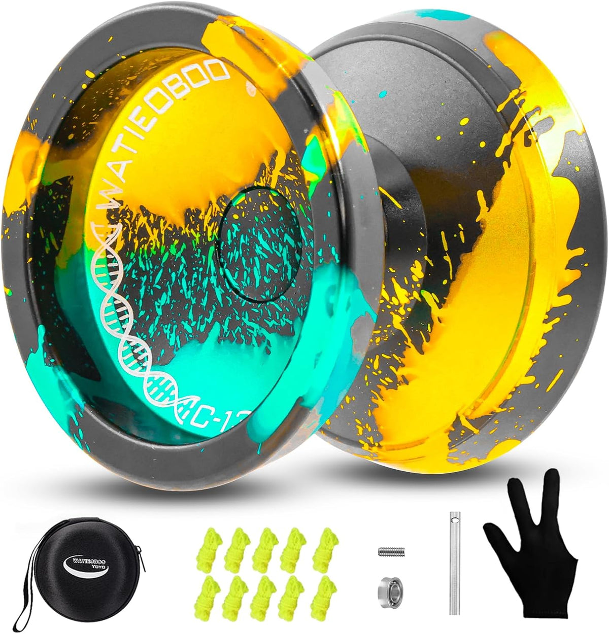 C130 YoYo Professional Responsive Yo yo Bearing for Kids Beginner - Black Green Yellow