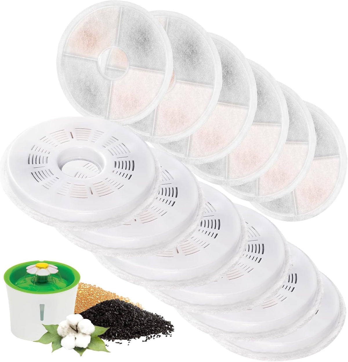 8 Pack Cat Water Fountain Replacement Filters Fit for 3L Flower Water - 12 Pack