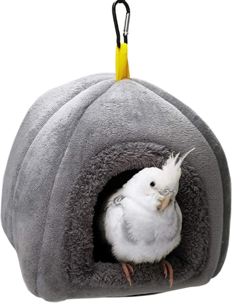 QBLEEV Bird Nest House Winter Warm Bird Bed for Cage Hanging Bird - Grey / Large
