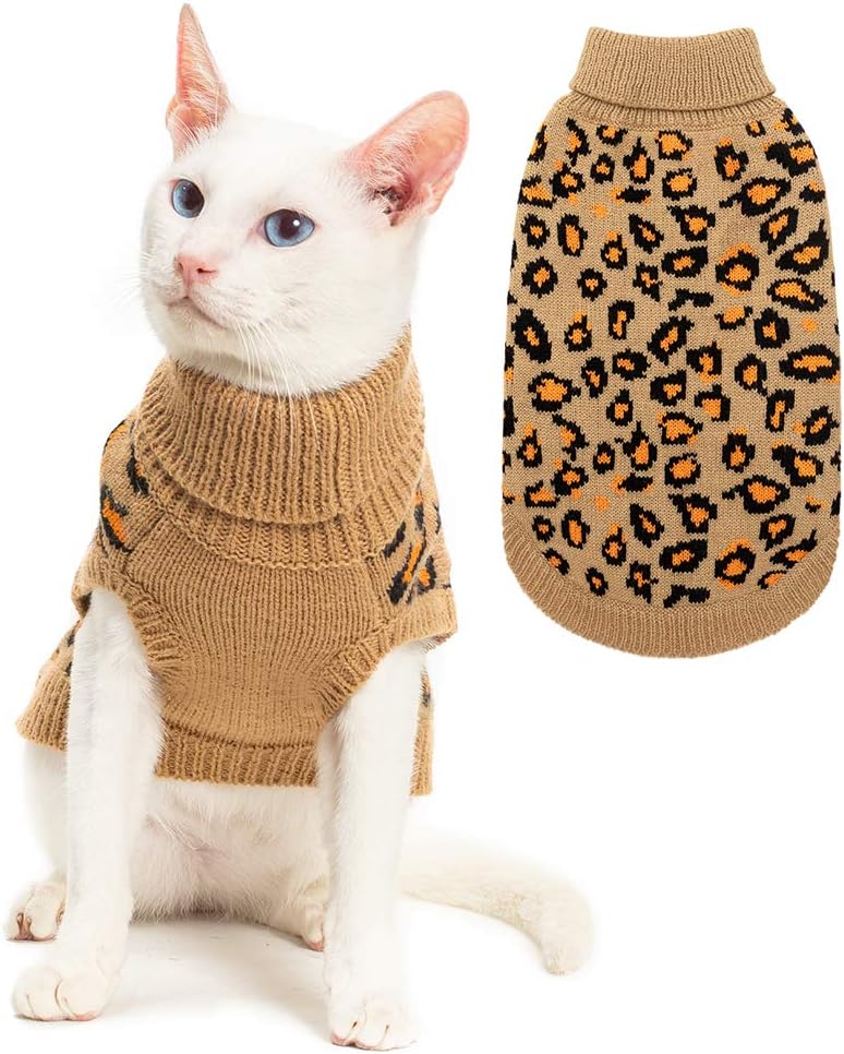 Mihachi Winter Warm Cat Sweater Turtleneck Puppy Pets Sweater Knit - M / Yellow