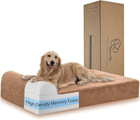 Orthopedic Dog Beds for Large Dogs, 7" Memory Foam Dog Beds with Waterproof Liner, Chew Proof Microsuede Cover, Removable and Washable, Nonskid Bottom, 48"x30" L Khaki