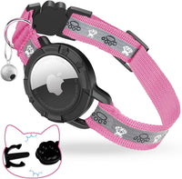 Reflective AirTag Cat Collar - Hot Pink / Breakaway(8.5"-12")