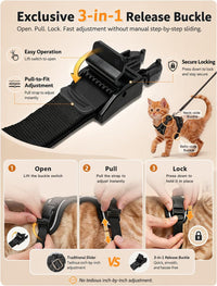 Cat Harness and Leash Set, Escape Proof Kitten Harness, Black - H600 Pro Black / Small (7-12lb) - image 4