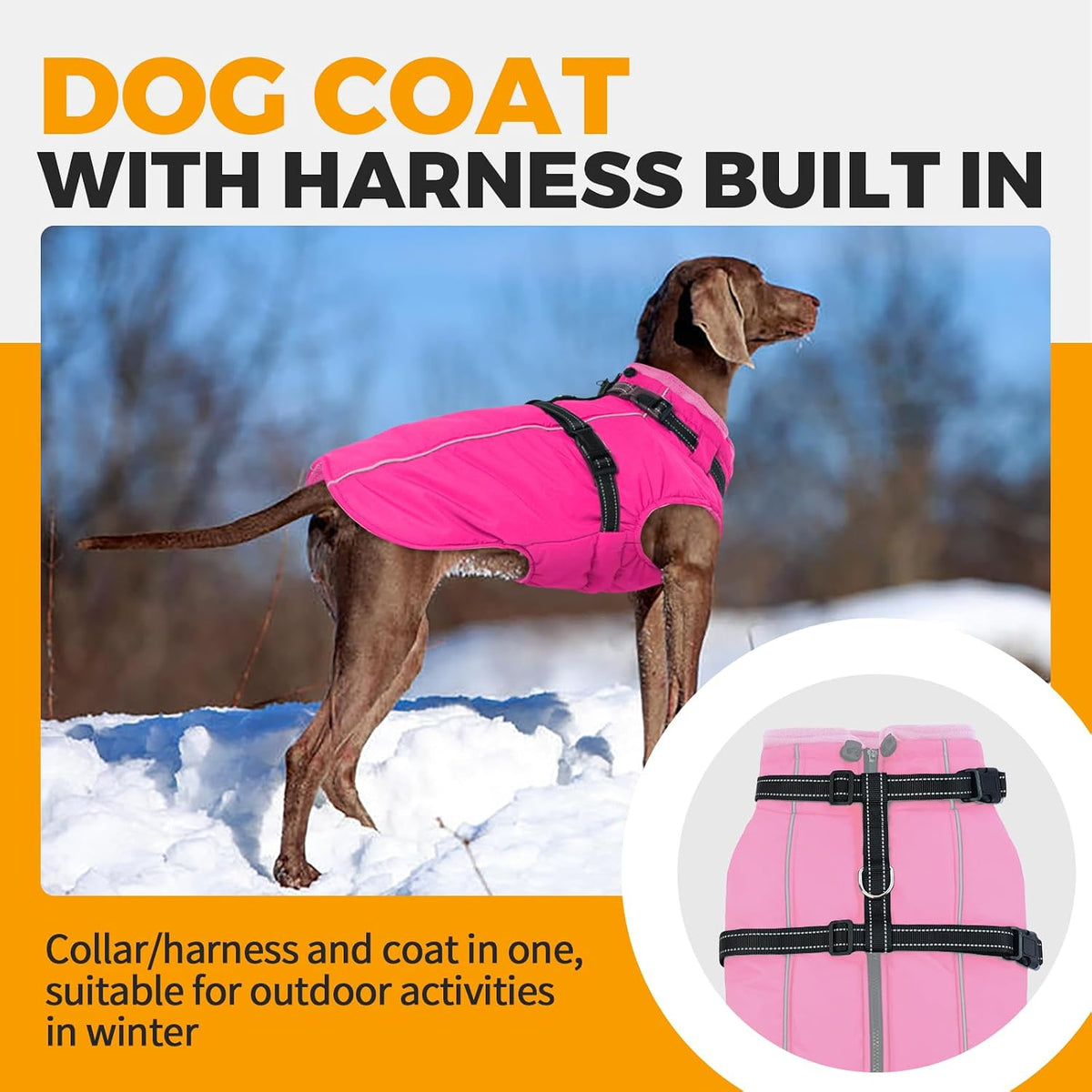Dog Coat for Large Dogs Waterproof Dog Jacket with Harness Built in – Essentials for Dogs - XX-Large / Rose Red - image 2