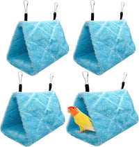 2Pcs Bird Tent Plush Hammock Hanging Warm Hut Nest for Cage - Blue(M)4Pcs