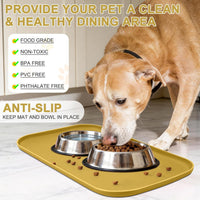 SMILOOL Waterproof Silicone Pet Food Mat with Raised Edge for Dog - Honey / 24"L x 16"W - image 2
