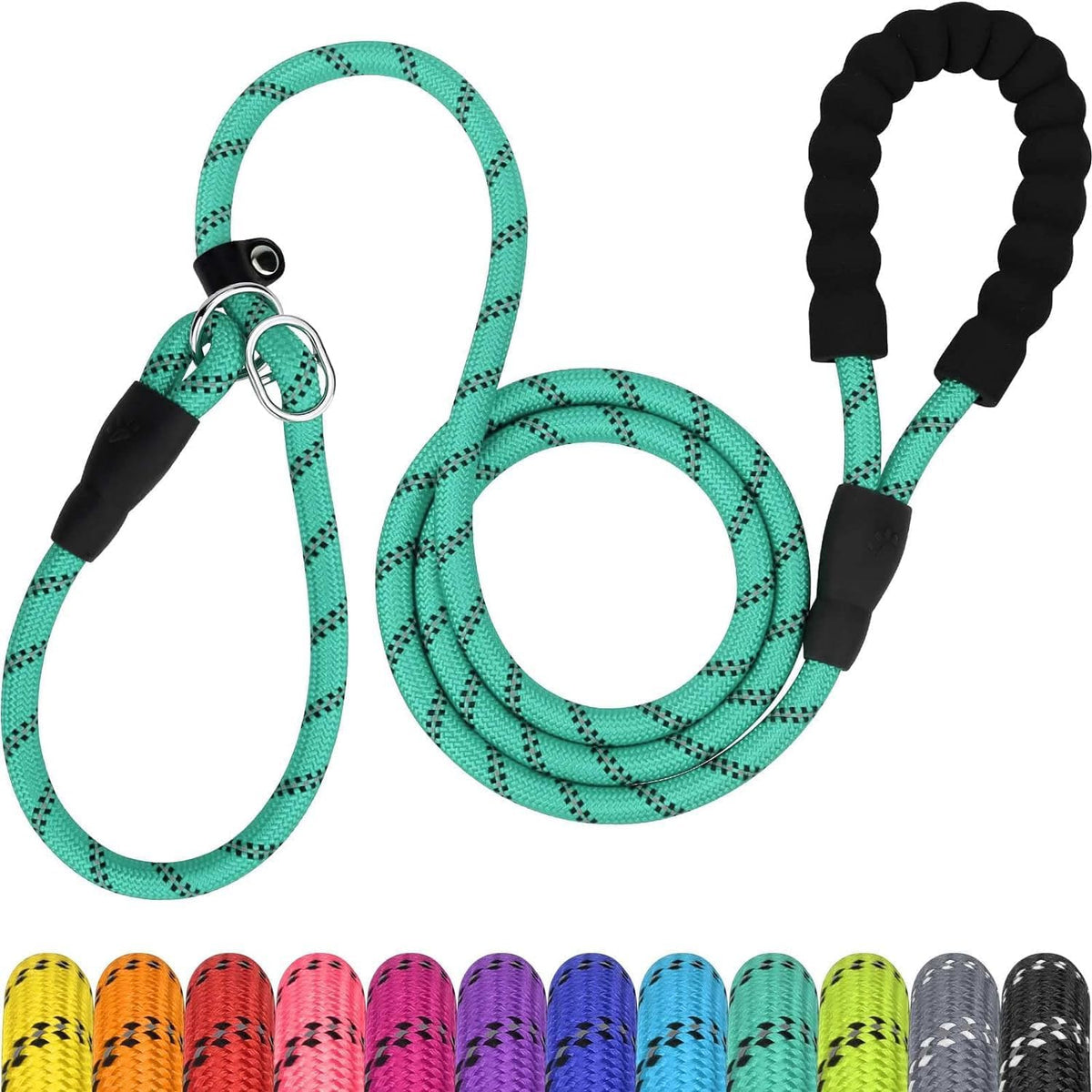 Slip Lead for Dogs, No Pull Training Leash, Padded Handle – Essentials for Dogs - L-1/2"x6'(110-250lbs) / Turquoise