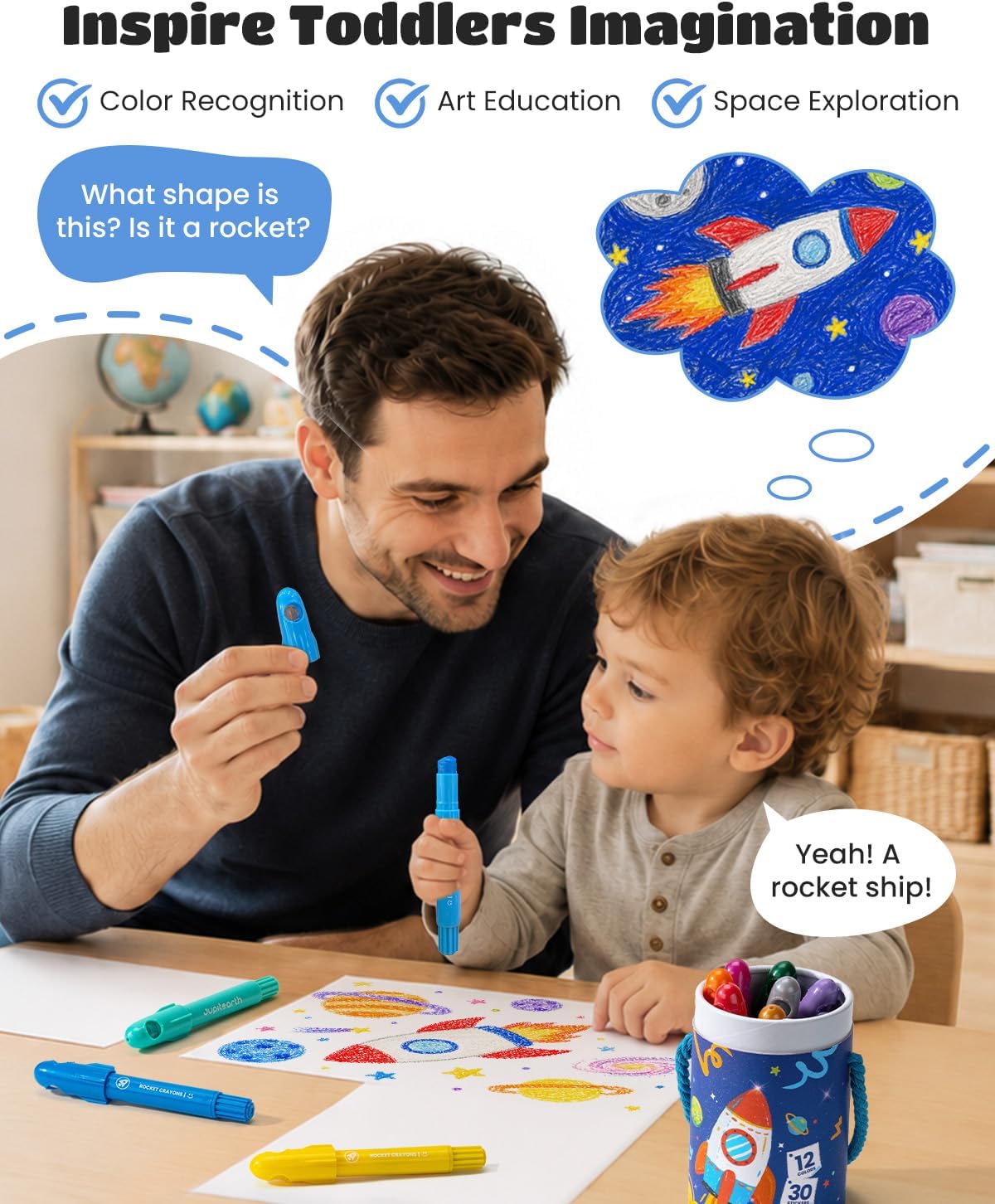 JUPITEARTH 12 Colors Twist Crayons for Toddlers 1-3, Non-Toxic - Glitter 12 Colors - image 4