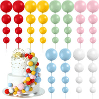 48 Pcs Balls Cake Topper Decorations Balloon Cupcake Toppers Foam - Red,yellow,green,pink,blue,white