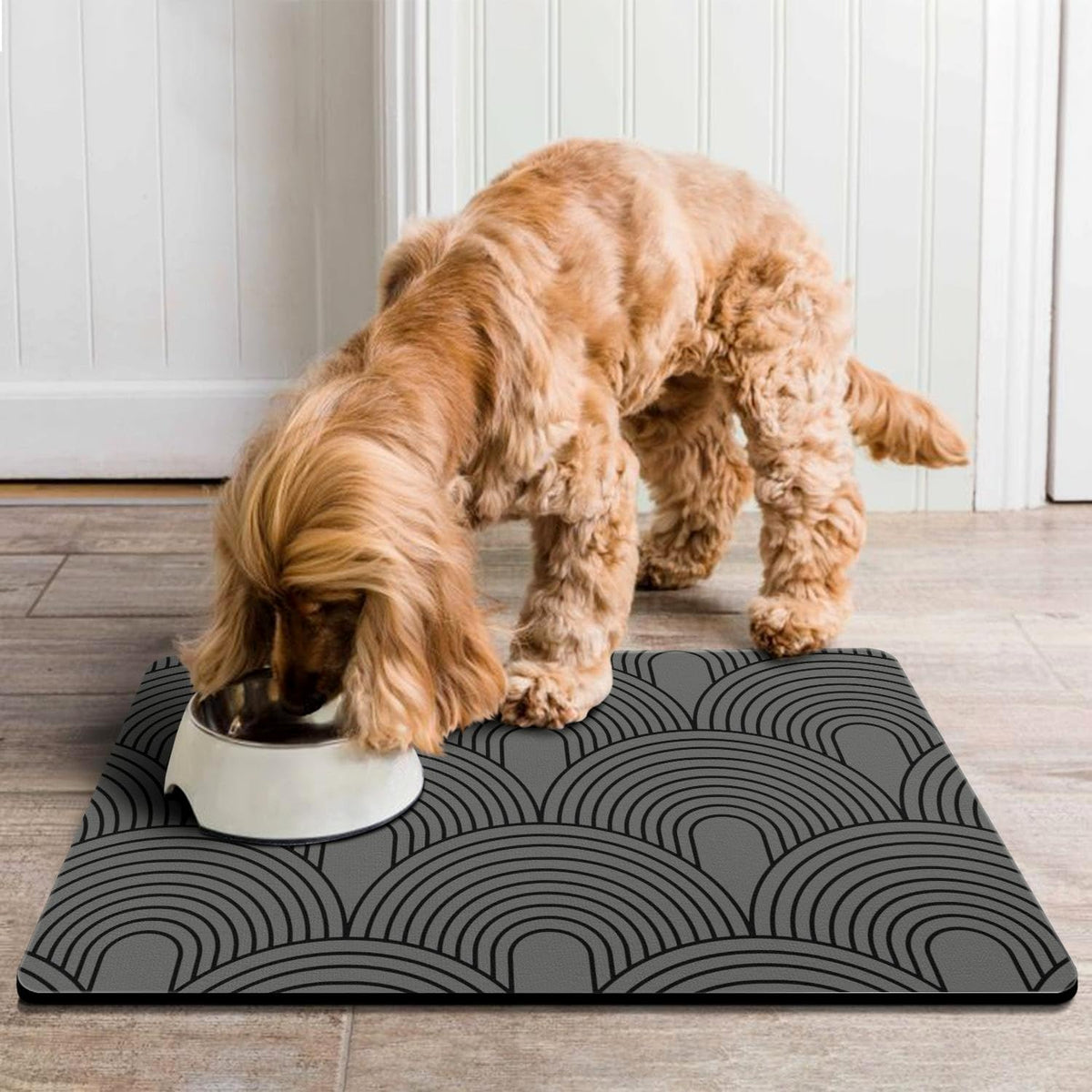 Dog Food Mats for Floors Absorbent, Pet Cat Food Mat - S(12"×20") / 01-Dark Grey - image 4