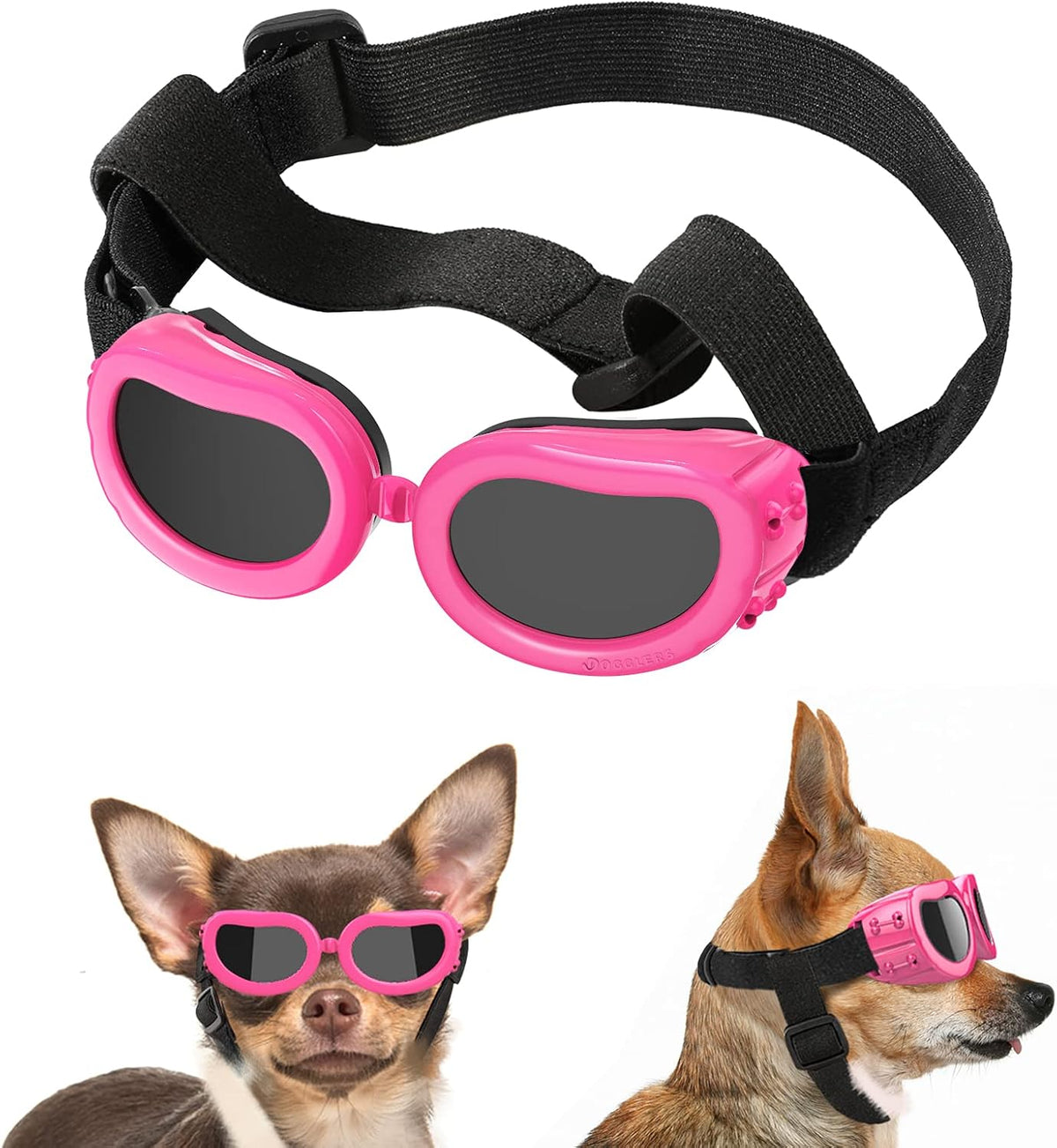 Lewondr Small Dog Sunglasses UV Protection Heart Shape Dogs Goggles - Pink / Solid