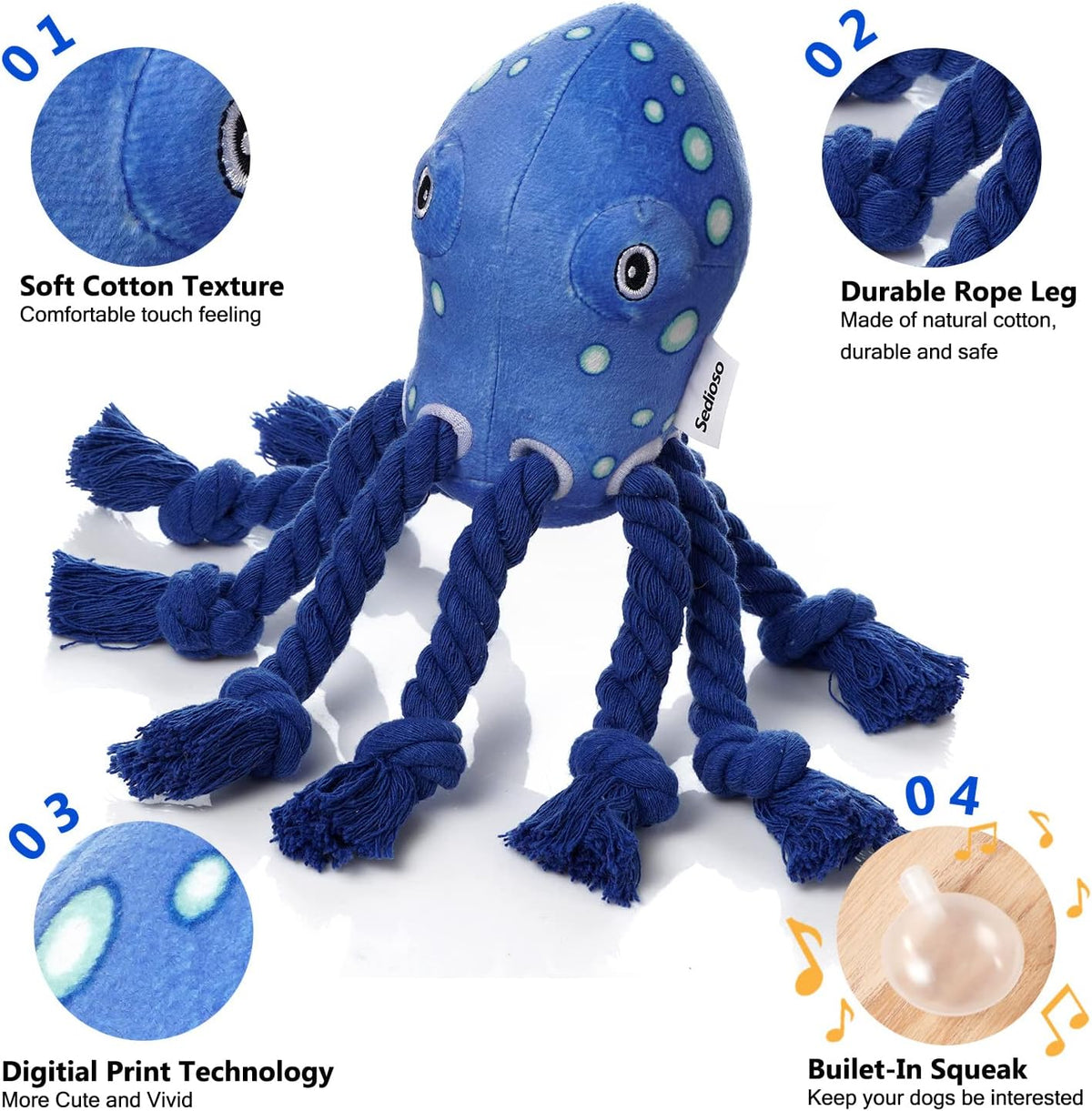 Dog Toy, Large Dog Squeaky Toys - Octopus - image 2