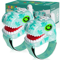 Fygurso kids walkie talkies, 2-pack green dinosaur design with adjustable wristbands