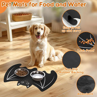 Pet Mats for Food and Water Dog Cat Food Mats Pet Feeding Mat - Bat - image 4