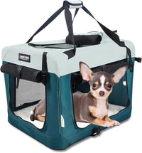 JESPET 3 Door Soft Dog Crates Kennel - 8-Teal Blue / Small(24"L x 16.5"W x 16.5"H)