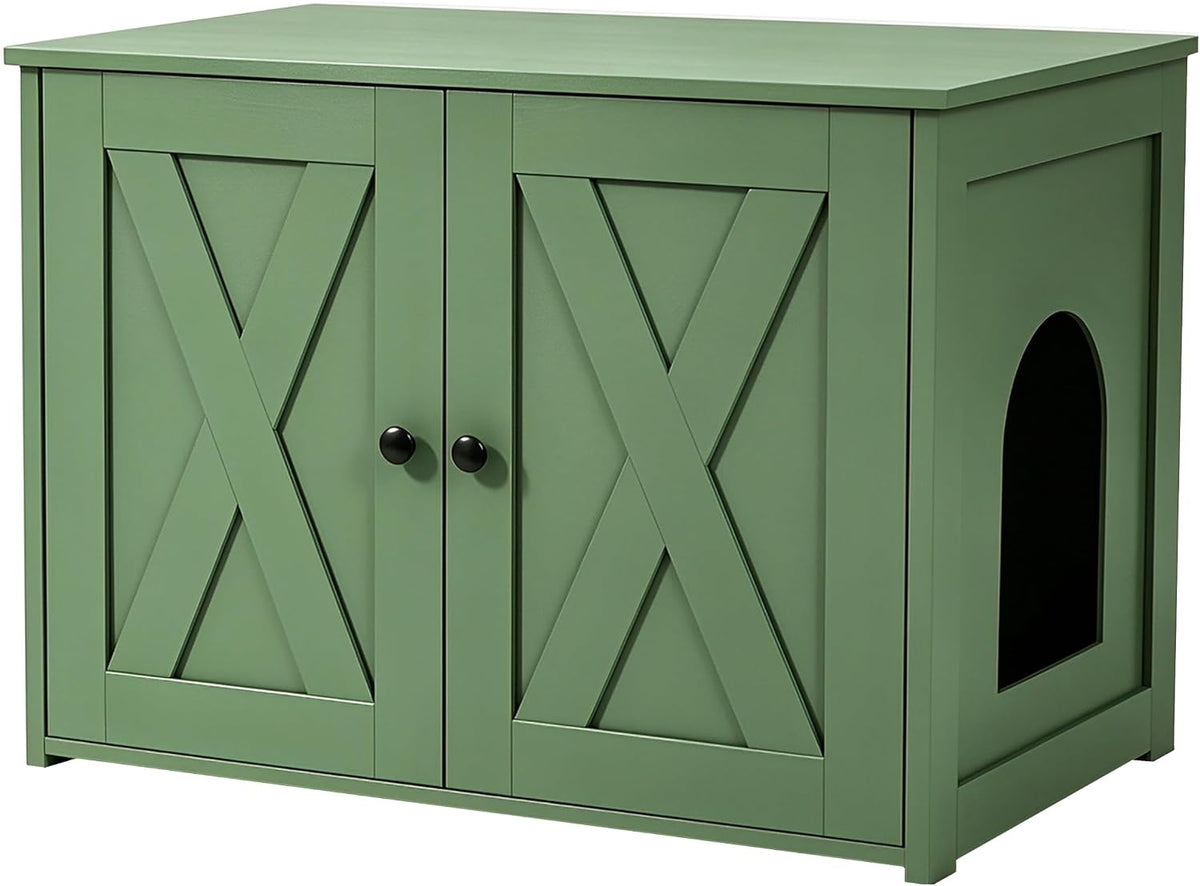 Cat Litter Box Enclosure, Hidden Litter Box Furniture - Matcha Green