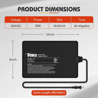 iPower 8X12 Inch 16W Under Tank Heater Warmer - image 4