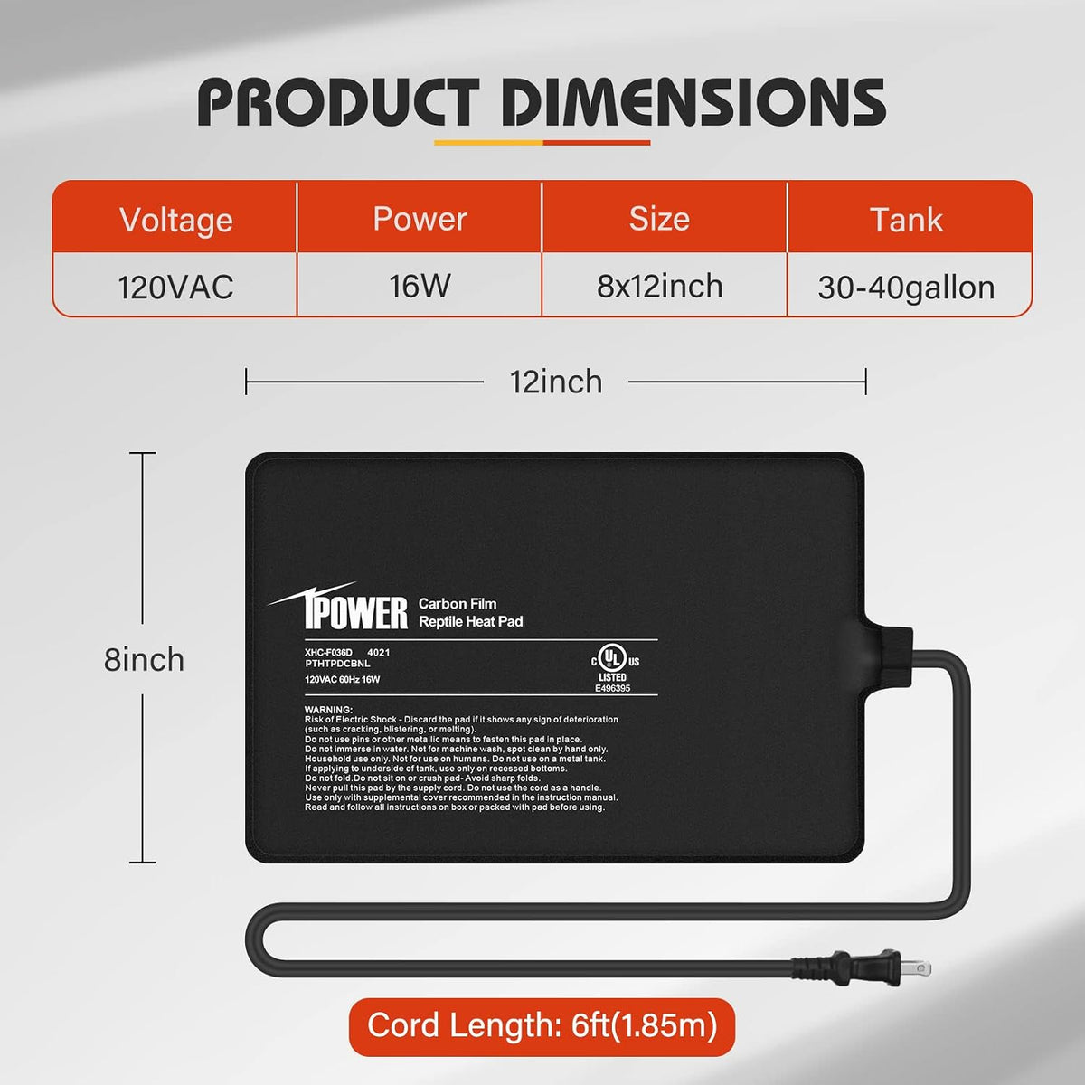 iPower 8X12 Inch 16W Under Tank Heater Warmer - image 4