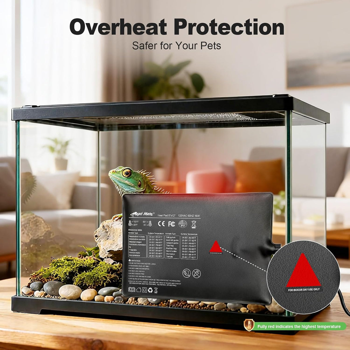 Reptile Heating Pad with Internal Sensor&Thermostat - 12”x 8” (16W) - image 2