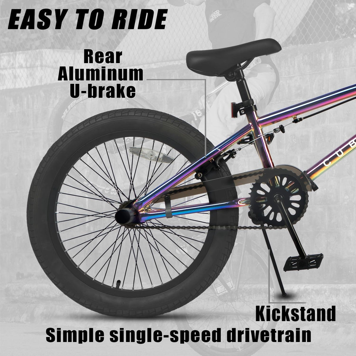cubsala Crossea 18 20 Inch Kids Freestyle BMX Bike for 5-13 Years Old – Fun for Kids & Family - Colorful & Black / 20 Inch / With 4 Pegs - image 3