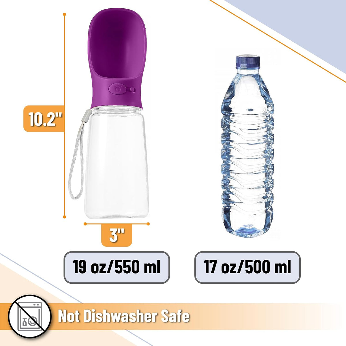Mr. Pen, Portable Dog Water Bottle - Purple - image 3