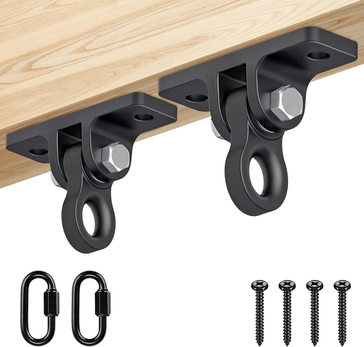 Dolibest Ceiling Mount Swing Hanger Heavy Duty Swing Set Hook - Black1-2PCS