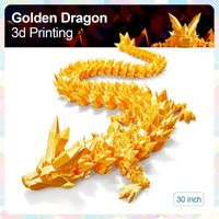 3D Printed Dragon 24 Inch - Gold / 30in - image 2