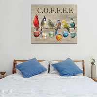 Rustic Bird Coffee Wall Art Kitchen Christ Coffee Pictures Wall Decor Farmhouse Cardinal Hummingbird Canvas Print Painting Artwork for Coffee Bar Living Room Bedroom 20"x24"
