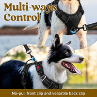 rabbitgoo Dog Harness for Large Dogs, No Pull Pet Vest with 3 Buckles, Adjustable Soft Padded Pet Harness with Easy Control Handle and Reflective Strips, Black, XL