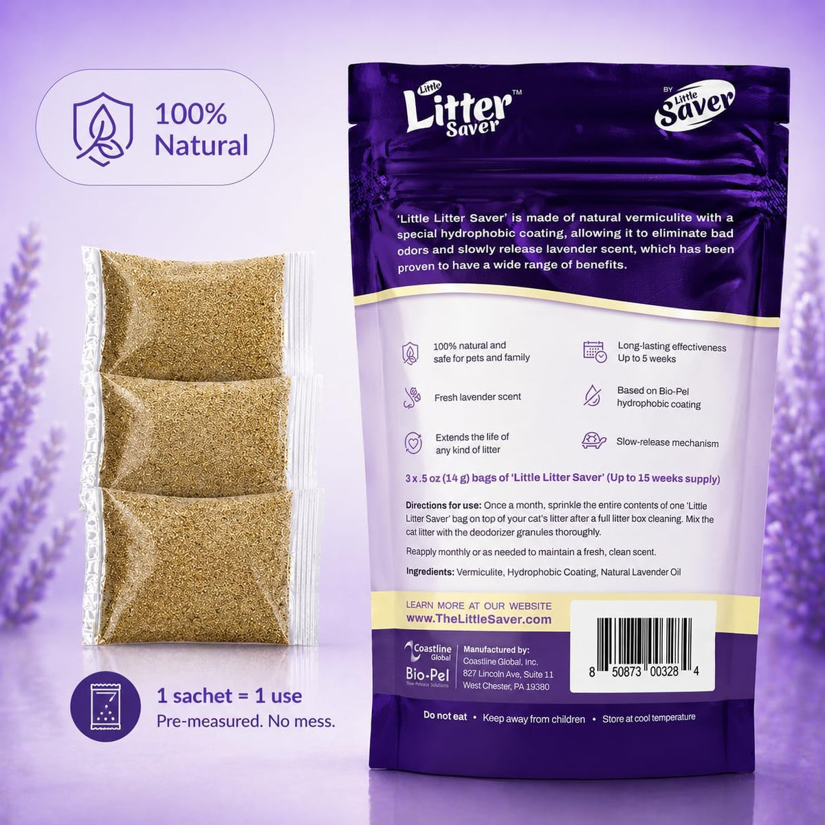 Little Litter Saver | a New Generation Of Cat Litter Box Deodorizer | Unique Slow Release Formula | - Lavender - image 2