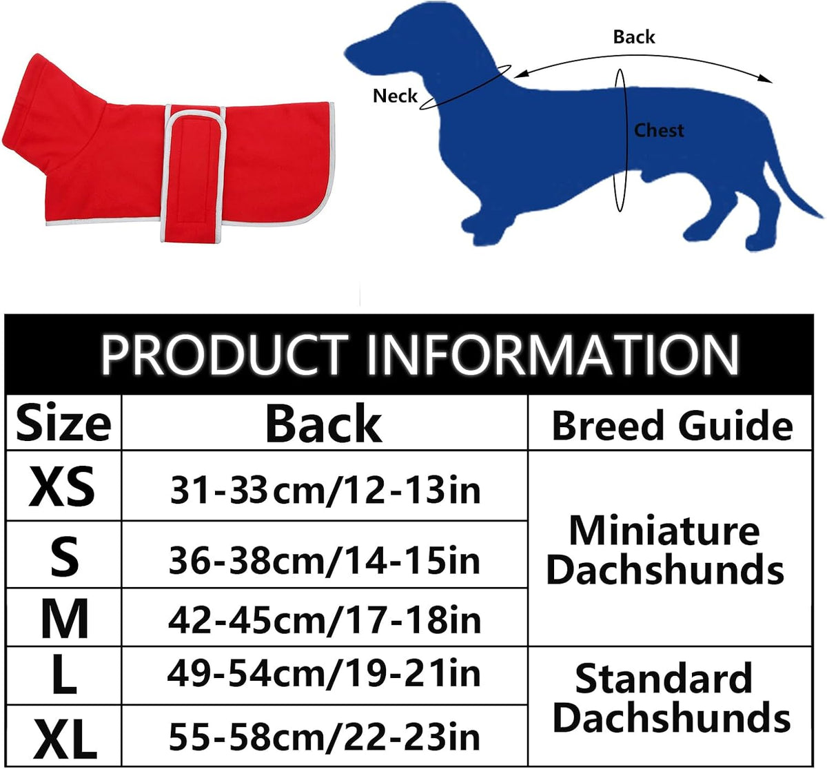 Dachshund Sweaters, Dachshund Coat Perfect Dog Winter Coat with Padded Fleece Lining - Large / Red - image 4
