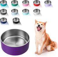 Dog Bowl, Stainless Steel Food and Water Bowl - 64 oz / Purple
