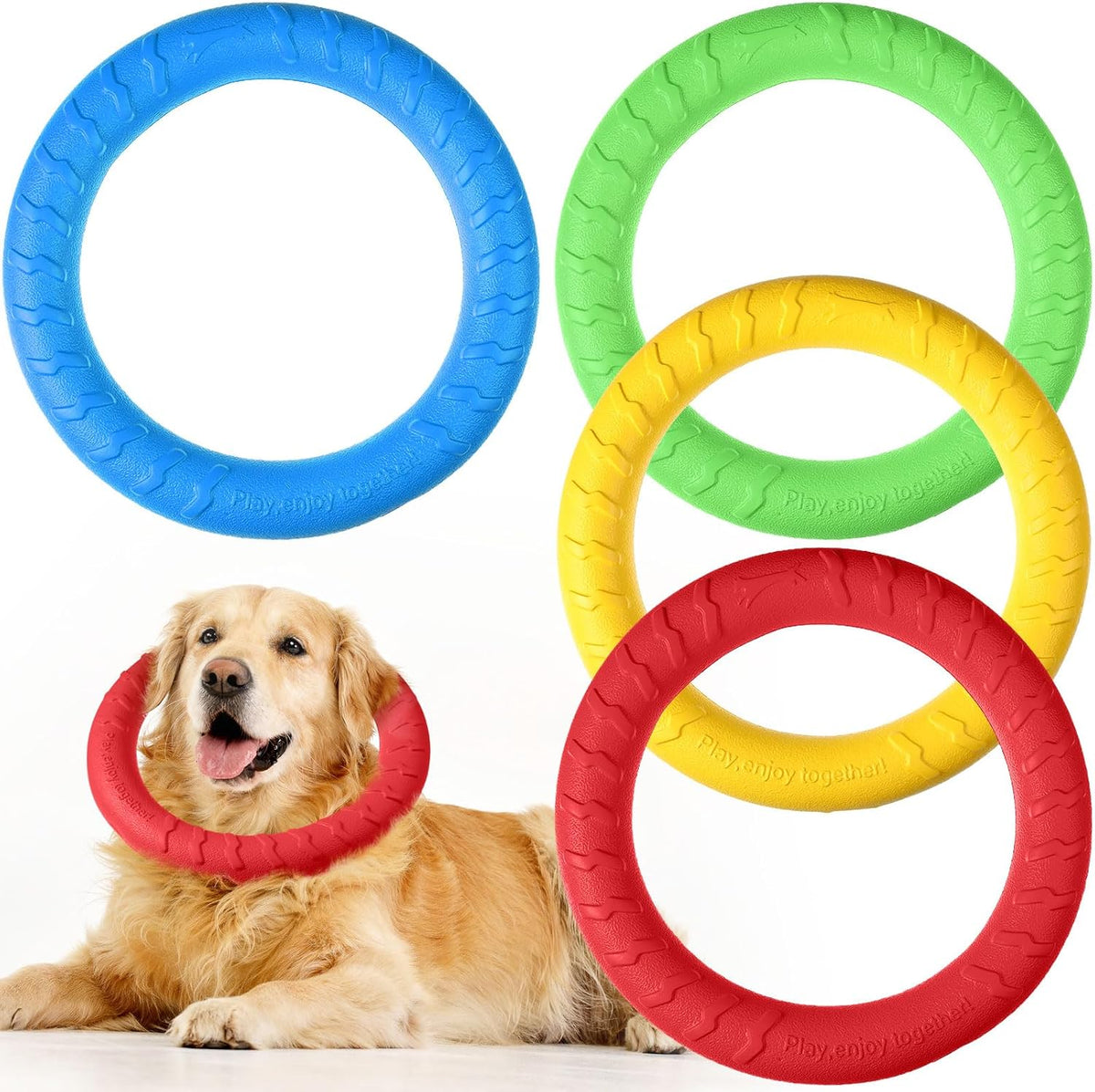 4 Pack 7.48 Inch Dog Ring Toy for Large Medium Dog Training - Assorted / 7.48 Inch