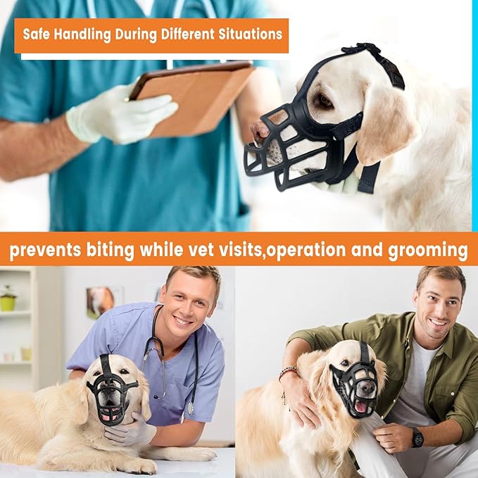 Dog Muzzle – Lightweight Breathable Basket Muzzle, Anti-Biting & Chewing, Adjustable Fit for Small, Medium & Large Dogs(Size 4)