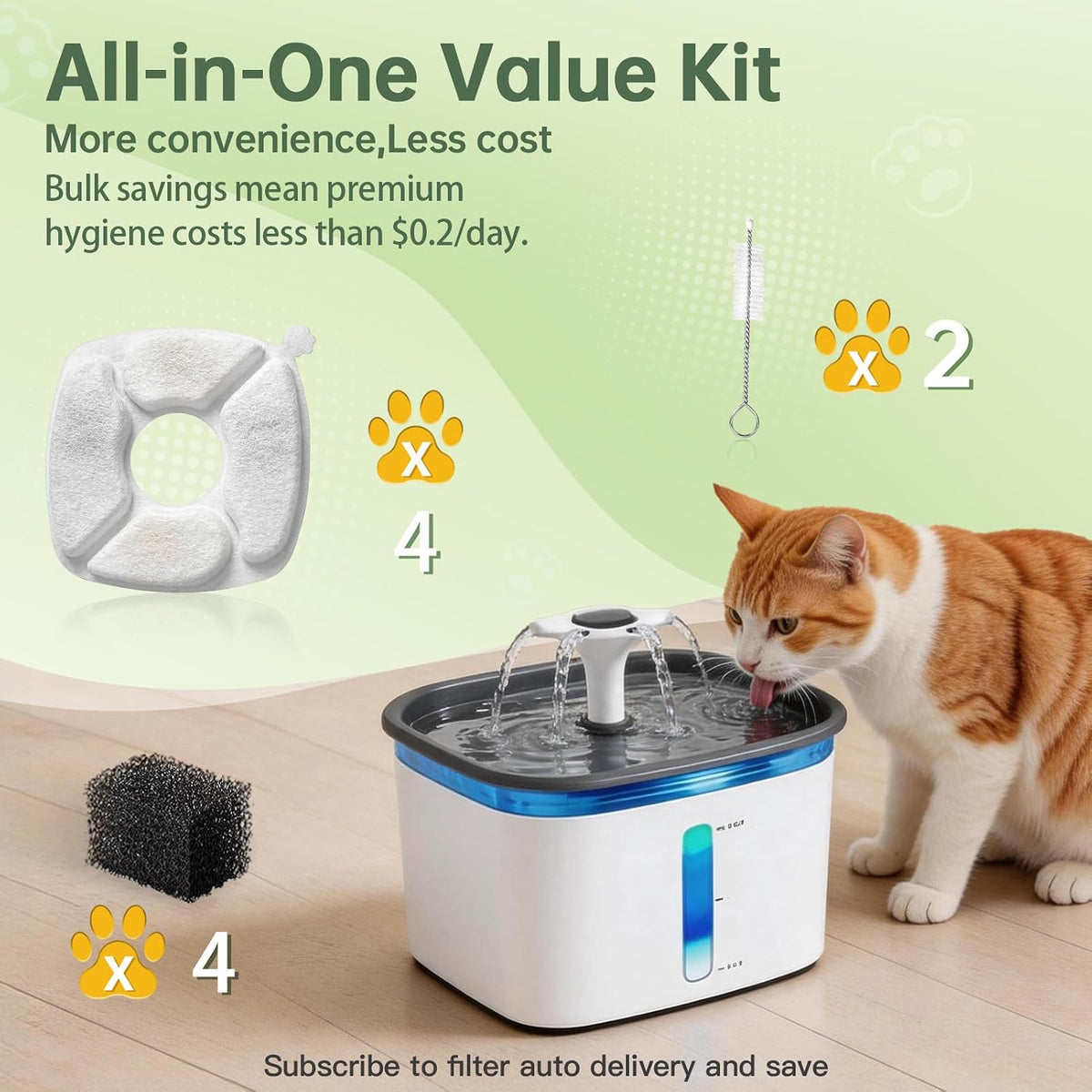 Cat Water Fountain Replacement Filters-12 Pack Cat Fountain Filters - 4 Filters+4 Sponges - image 2