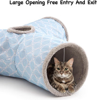 Tempcore Cat Tunnel, 3-Way Collapsible Toy for Indoor Cats - Geometry Blue / Small - image 4