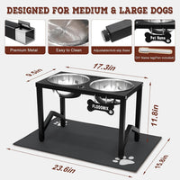 Elevated Dog Bowls, Metal Raised Dog Bowl Stand with 2 Thick 58oz Stainless Steel Food Bowls - Black-58oz x 2 / Height: 11.8" - image 3