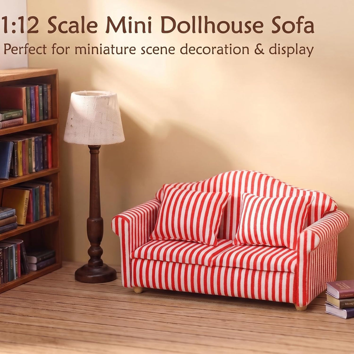 Cutemini white 1/12 scale dollhouse loveseat couch with pillows - view 18