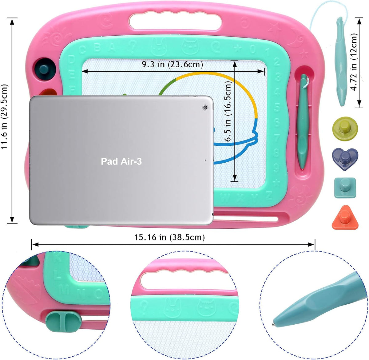Magnetic Drawing Board,Large Doodle Board Toddler Toys for Girls Boys 3 4 5 6 7 Year Old Kids Gift - Rose - image 4
