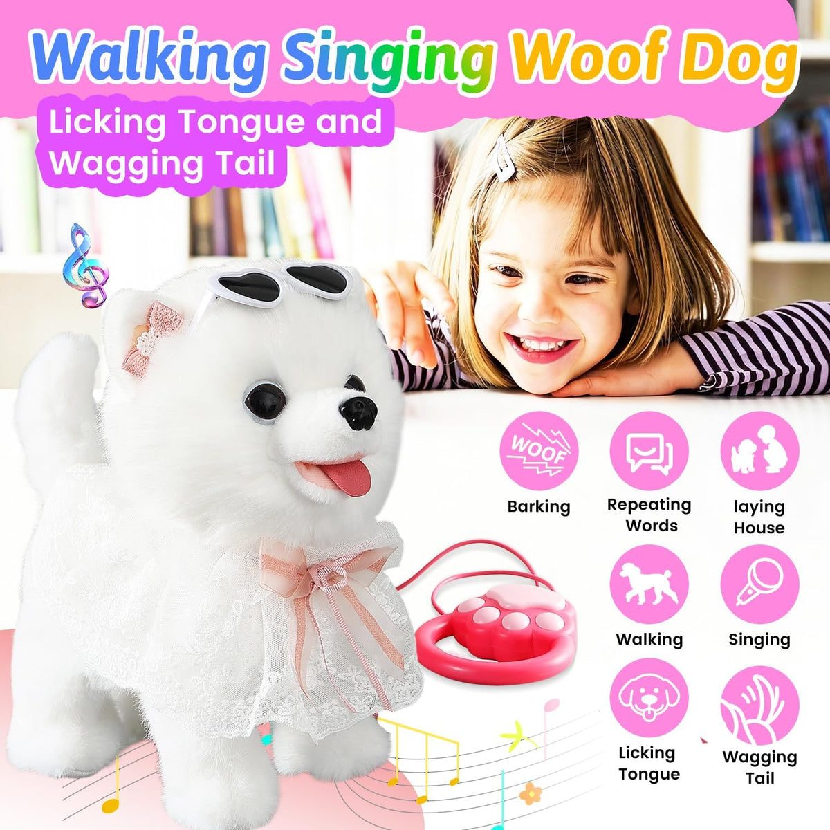 Marsjoy Samoyed Walking Dog Toy for Kids Singing Talking Puppy Barks - Samoyed - image 3