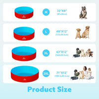 SLOOSH Foldable Dog Kiddie Pool - Red / 71" x 12" - image 4