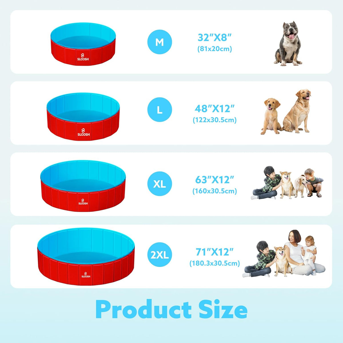SLOOSH Foldable Dog Kiddie Pool - Red / 71" x 12" - image 4