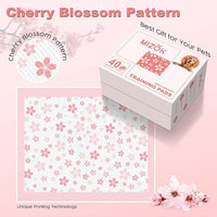 MIZOK Dog Pee Pads 28x34in Pink, Puppy Pads Extra Large Absorbent with Adhesive Tabs 6-Layer Leak-Proof Quick-Dry Design Odor Control for Potty Training, Cherry Blossom Prints (40 Counts)