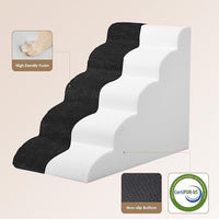 EHEYCIGA Curved Dog Stairs Ramp for High Beds 22.6" H, 5-Step Dog Steps for Small Dogs and Cats, Pet Stairs for High Bed Climbing, Non-Slip Balanced Pet Step Indoor, Black