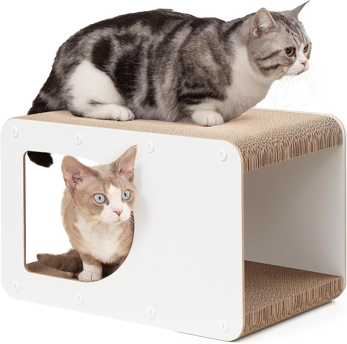 EHEYCIGA Cardboard Cat Scratcher House - 17x9.5x10.5inch / White