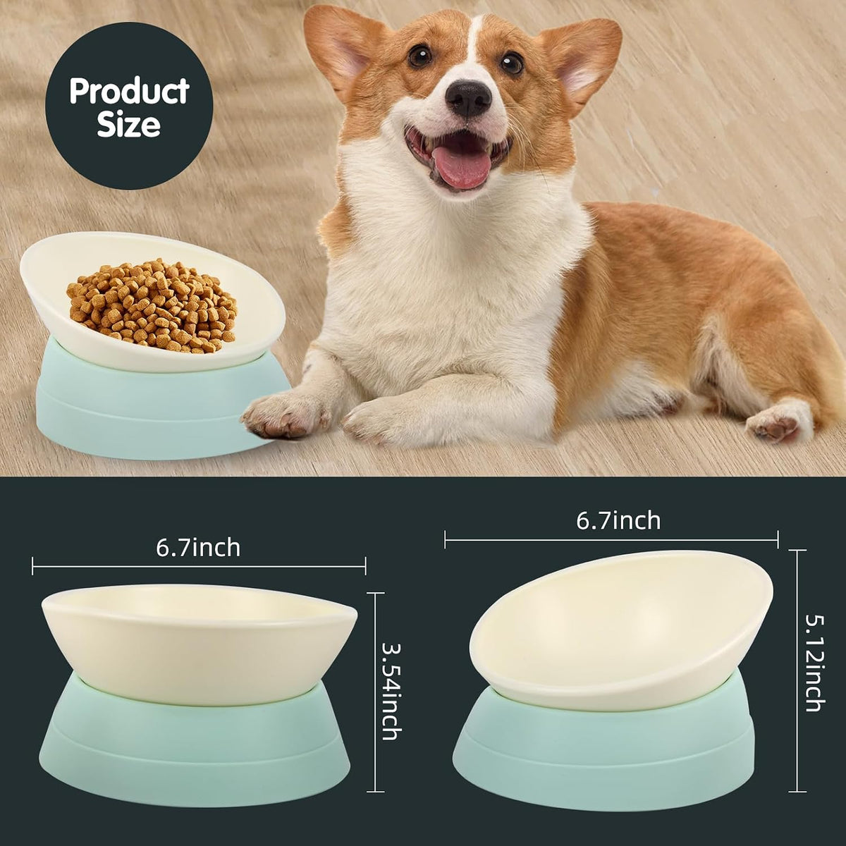 Bulldog Bowl Anti-Slip Dog Cat Dish Detachable Rubber Dog Bowl Pet - Green / 2 Cup ( Small/Medium Dog ) - image 4