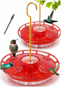 2 Pack 16 oz Saucer Hummingbird Feeders for Outdoors - Clear Ruby / 2-Feeder Set