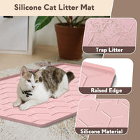 Silicone Cat Litter Mat 34×22 inch, Easy to Clean, Gray – Daily Care for Cats - 34" X 22" / Pink - image 3