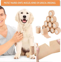 Self Adhesive Tape Wrap 15Rolls,Non-Woven Self Adherent Vet Wrap Tape,5CM x 5Yard | Cohesive Bandage Tape for Wrist & Ankle,Elastic Grip Cover (Skincolor-15Rolls)